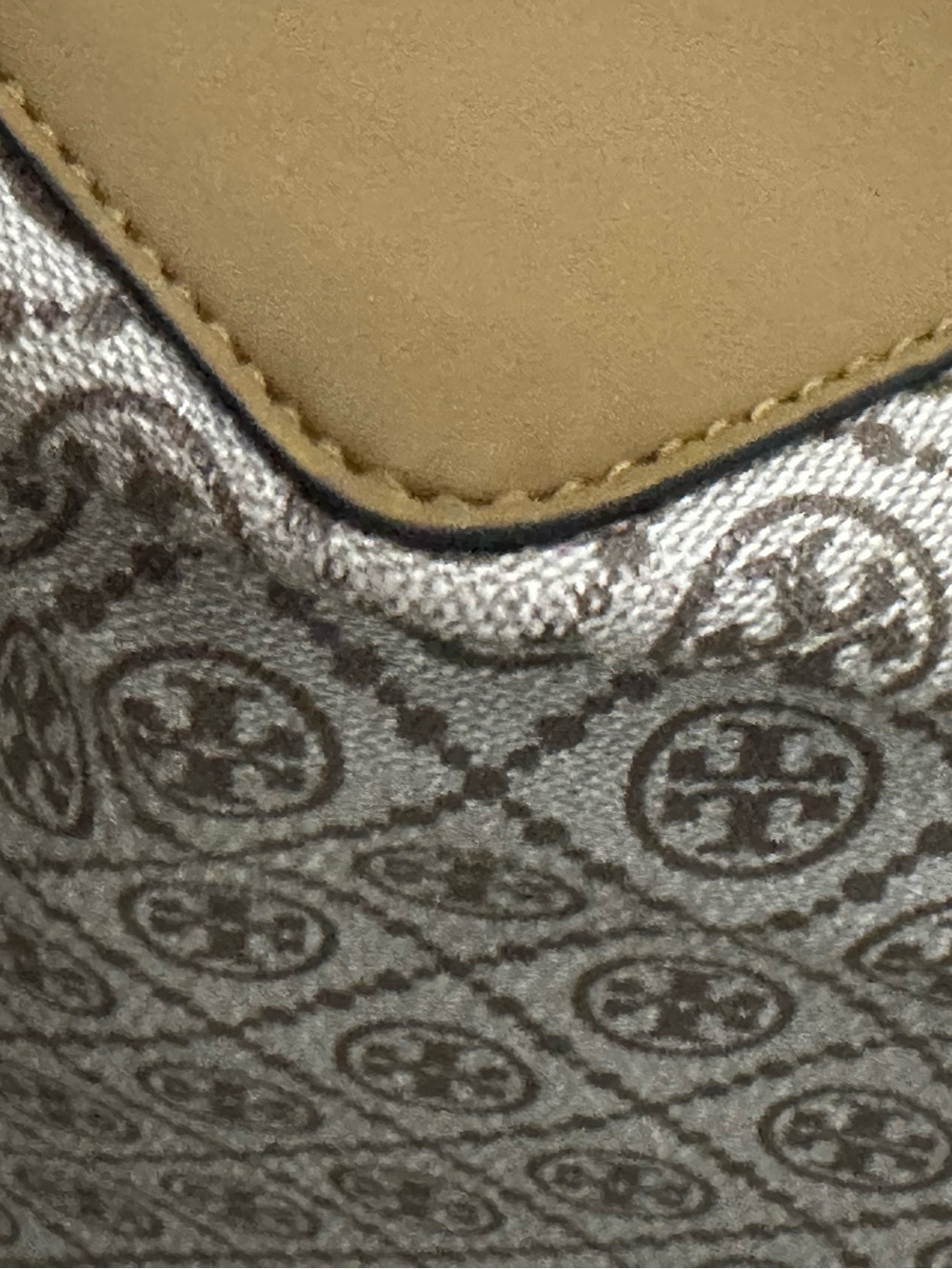 Tory Burch T Monogram Coated Canvas Tote Bag in Color Granola VGUC - Picture 12 of 13